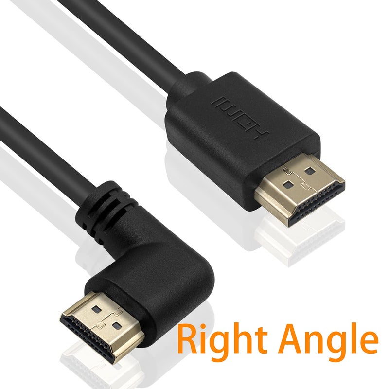 Poyiccot HDMI 2.0 Male to Male Cable 90 Degree, 2 Feet / 60cm Gold Plated High Speed HDMI Male to Male Right Angle Cable 60Hz, 4K * 2K (M/M Right) - Image 2